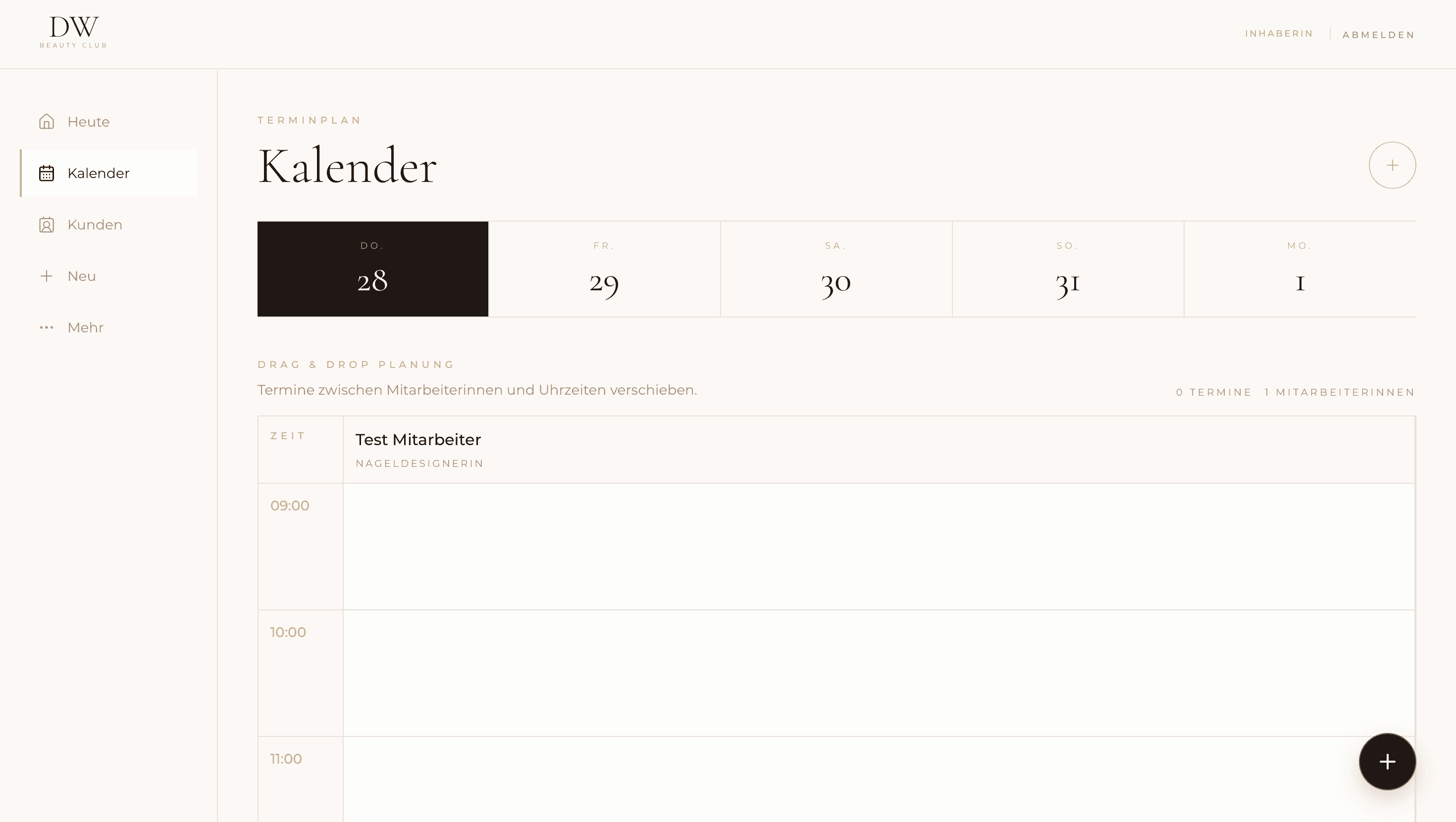 CRM — Kalender mit Drag & Drop